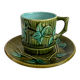 Tasse à café ancienne en barbotine bambou