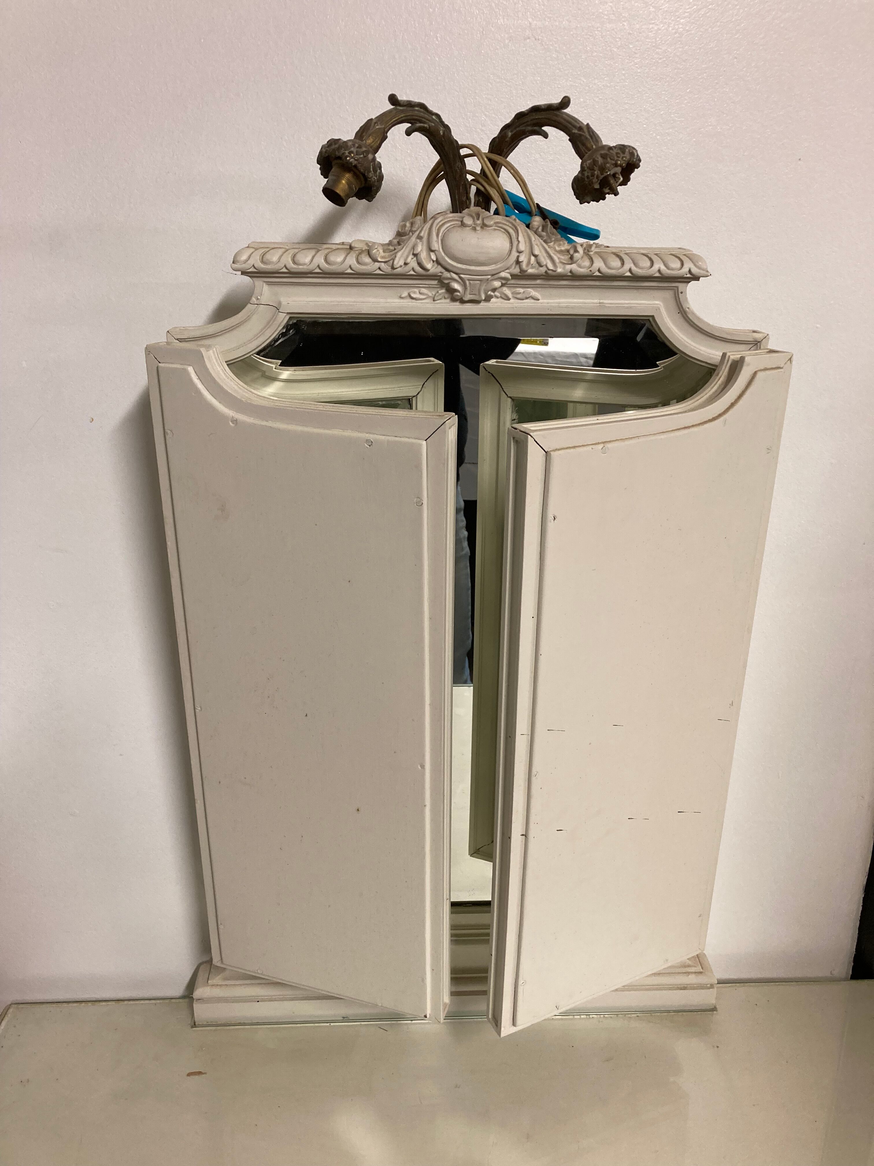 Dressing table mirror triptych debut XXth style Louis XVI