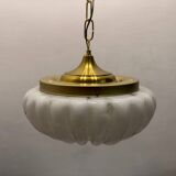 White Murano Glass Light Pendants Set of 2 1980’s