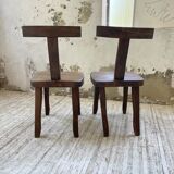 Pair of Aranjou elm “T” chairs