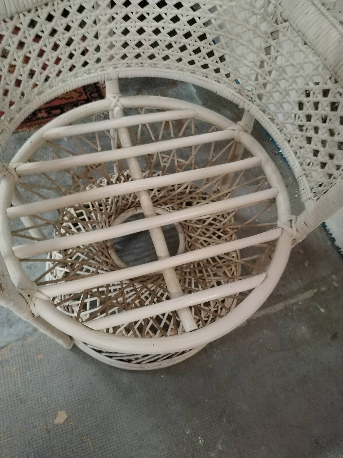 White wicker armchair