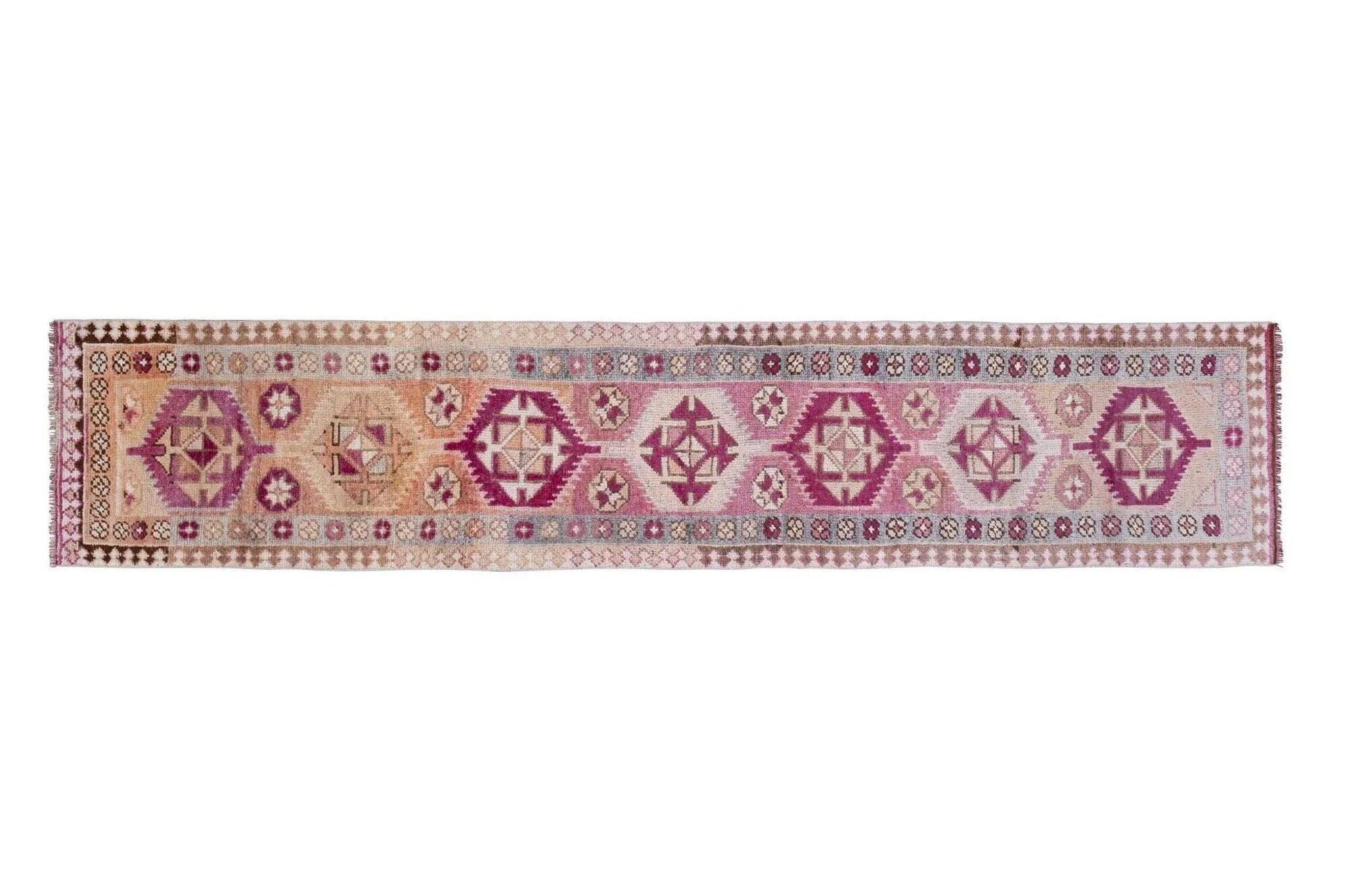 Tapis de couloir turc vintage 80x401 cm