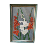 Painting on wood: gladiolus