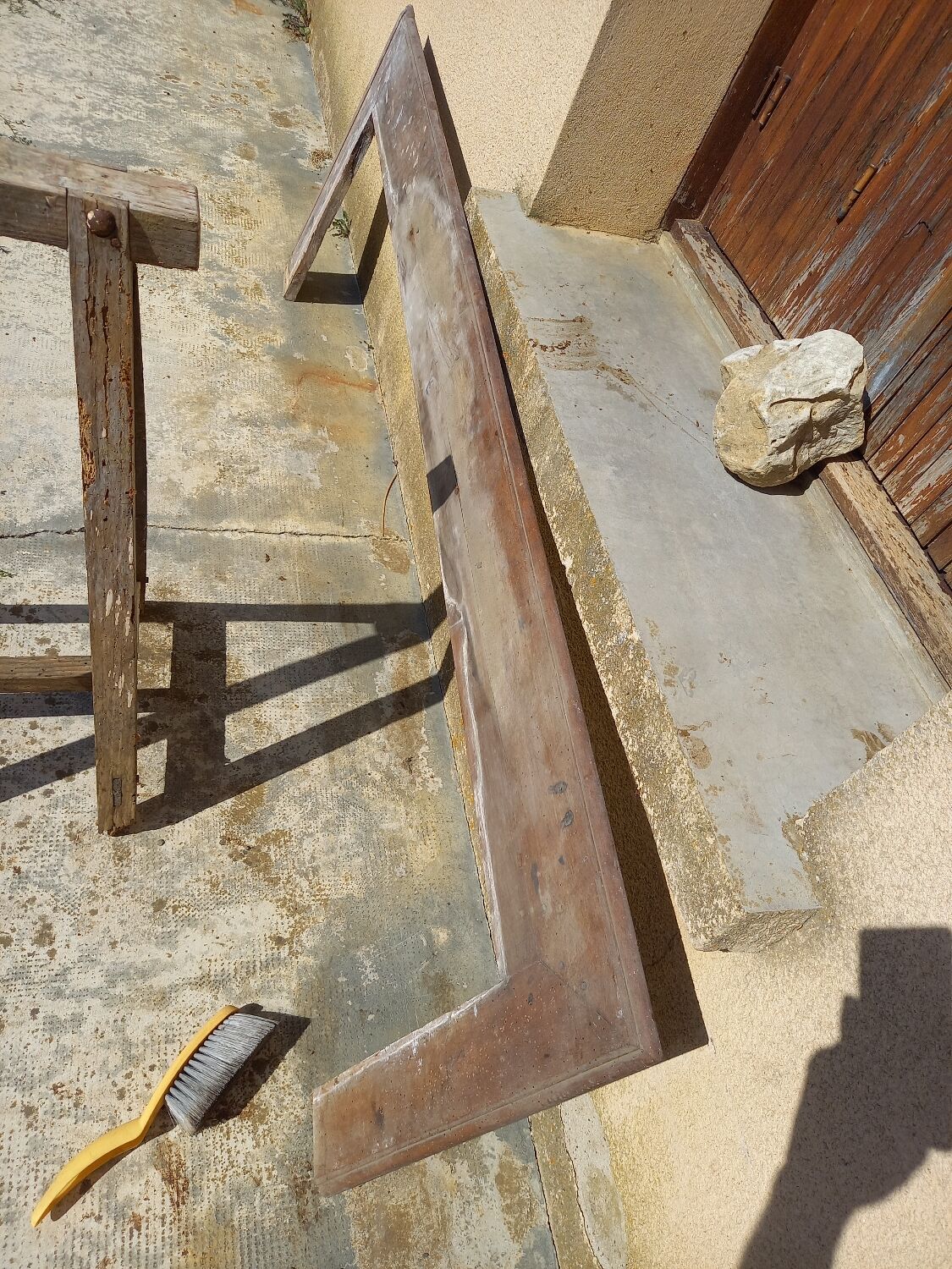 Old wooden fireplace facade