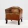 Art Deco walnut stool with original velvet upholstery, Italy 1920s