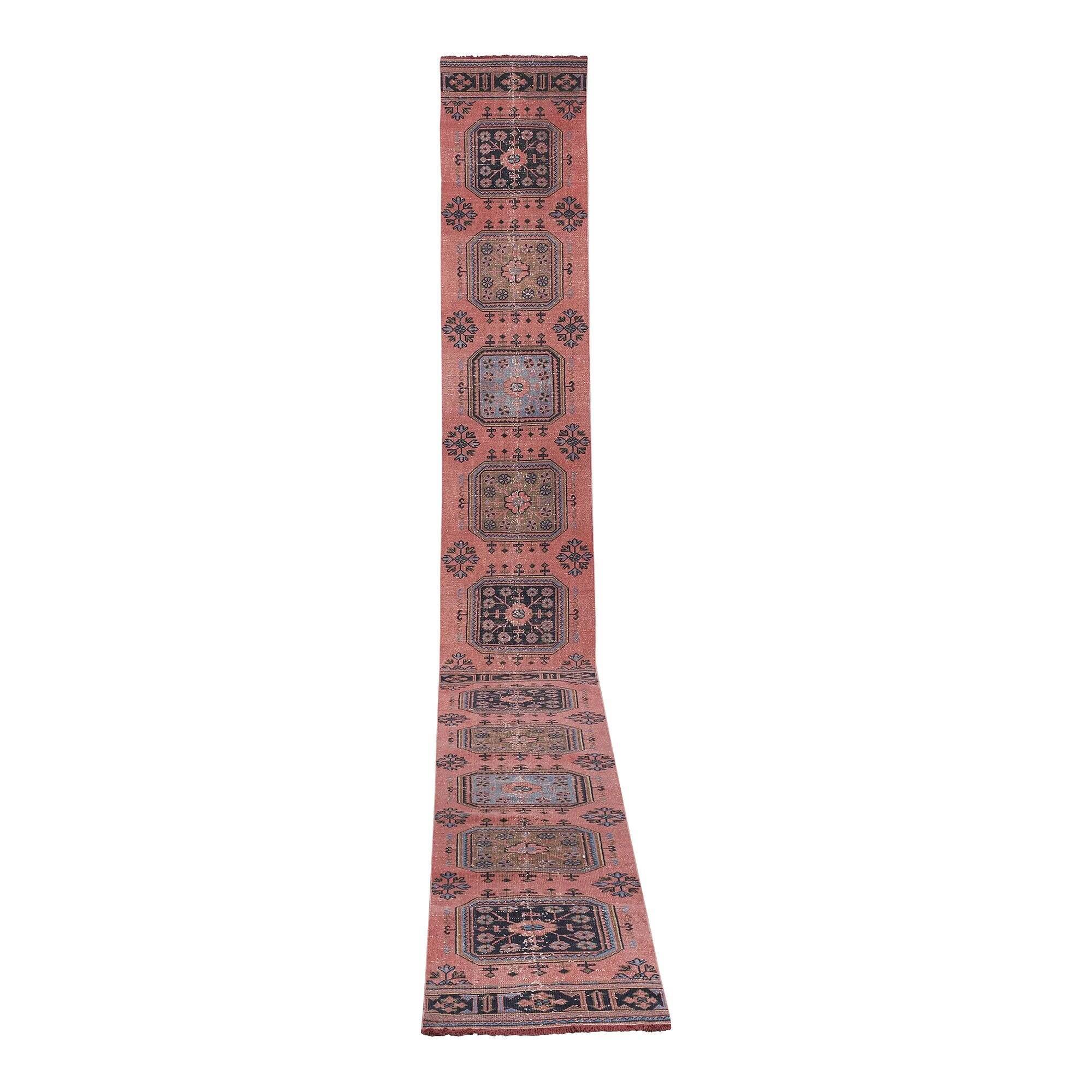 Vintage Turkish hallway rug 77x661 cm