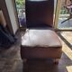 Fauteuil cuir art déco 1930 base bois