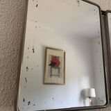 Vintage 1960s triptych barber hairdresser pumpkin mirror - 27 x 68 cm