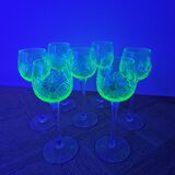7 Antique chiseled crystal wine glasses from Ouraline