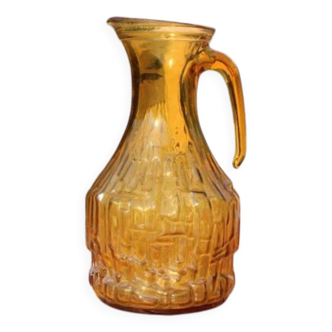Vintage Amber Glass Carafe with Handle – 60s/70s Retro Style