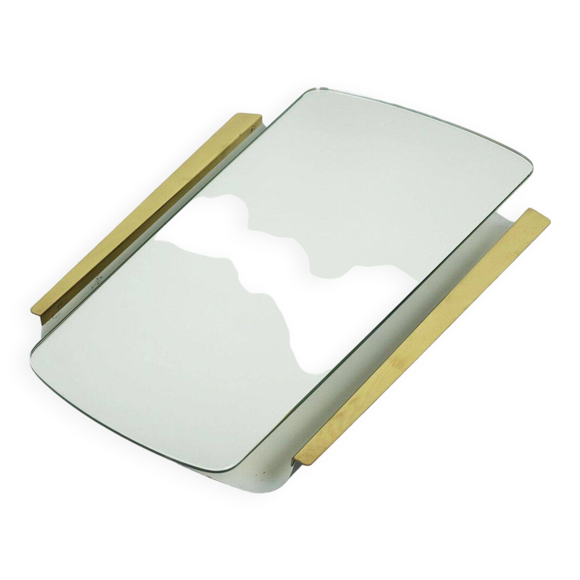 1950s 1960s mid century modern WALL MIRROR with metal and brass frame