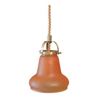 Lampe baladeuse, pâte de verre orange