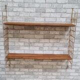 Scandinavian vintage floor 1960 solid exotic wood and chrome metal gold 82x83