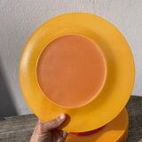 10 yellow and orange glass dinner plates