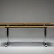 Mid-century modern oak and chrome desk with leather top, 1980s