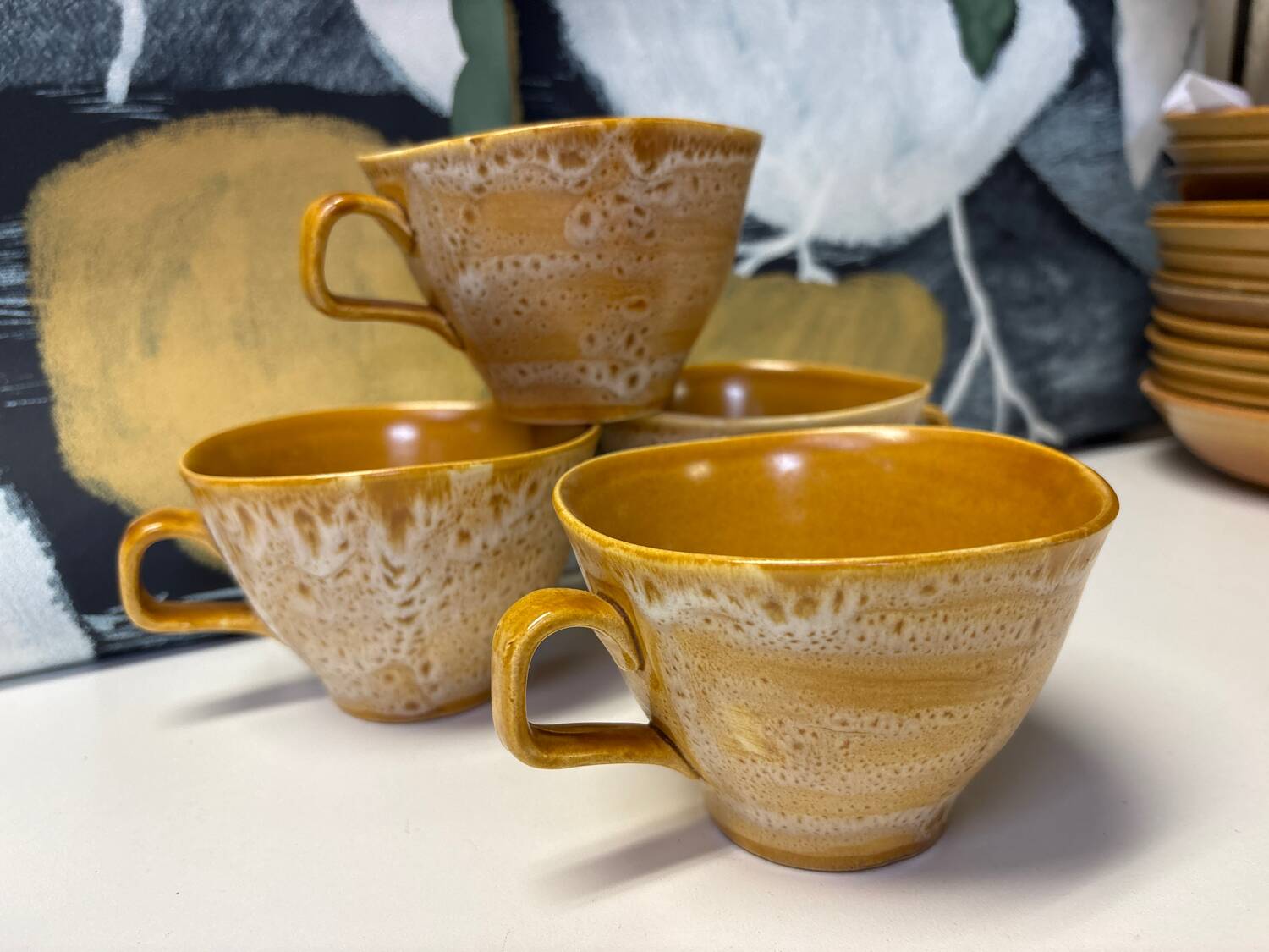 Ensemble de 4 tasses en grès vintage