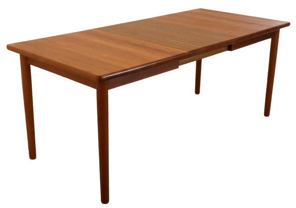 Vintage mid century modern KS Denmark rectangular teak extendable dining table 'Marbjerg'