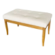 Oak bench, white fabric