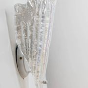 Vintage Murano Glass Shell Wall Lamp in Opal White with Gold Metal Backplate, Italian 1970s Design