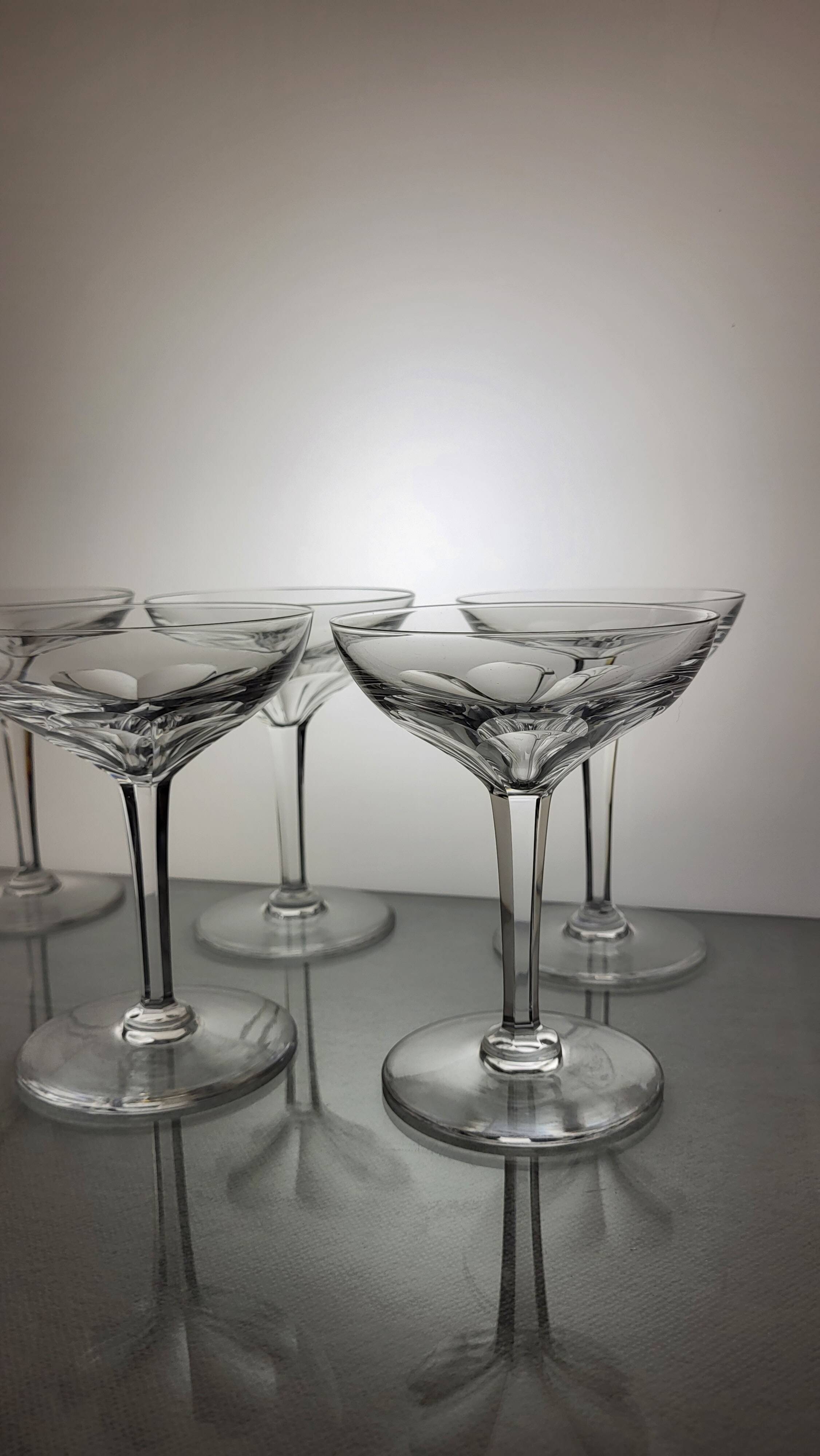 6 Val Saint Lambert crystal champagne glasses, Nestor model