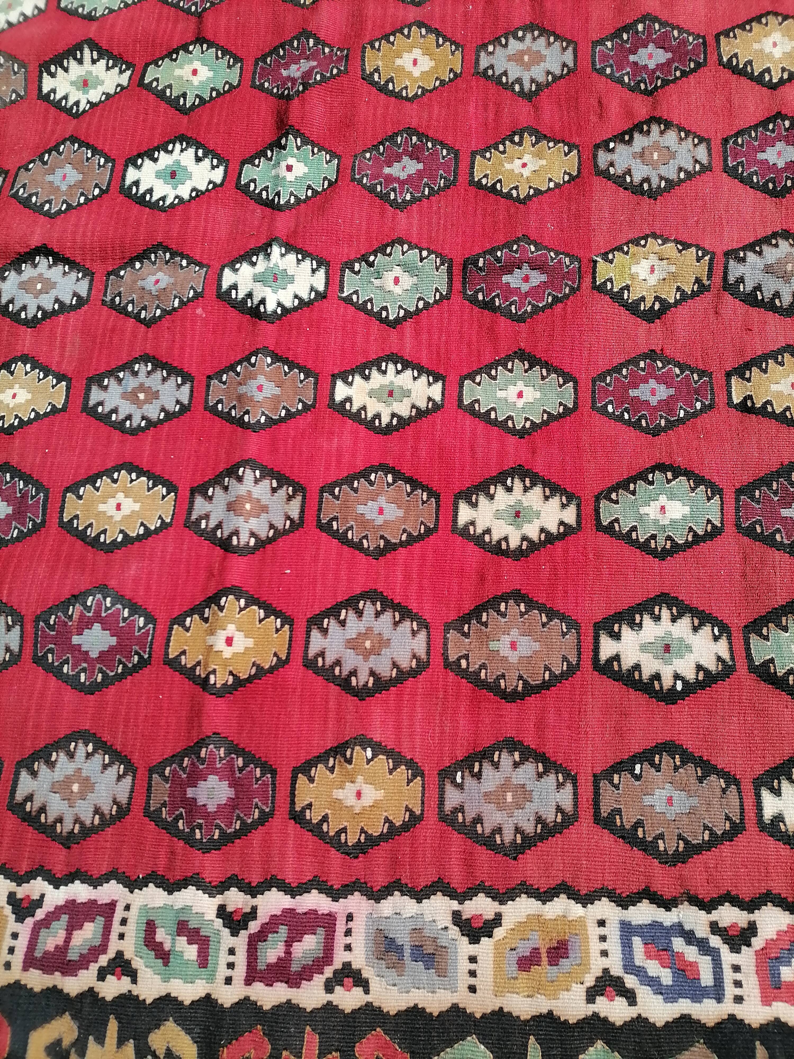 Tapis d'orient kilim double face années 40-50 300 x 205