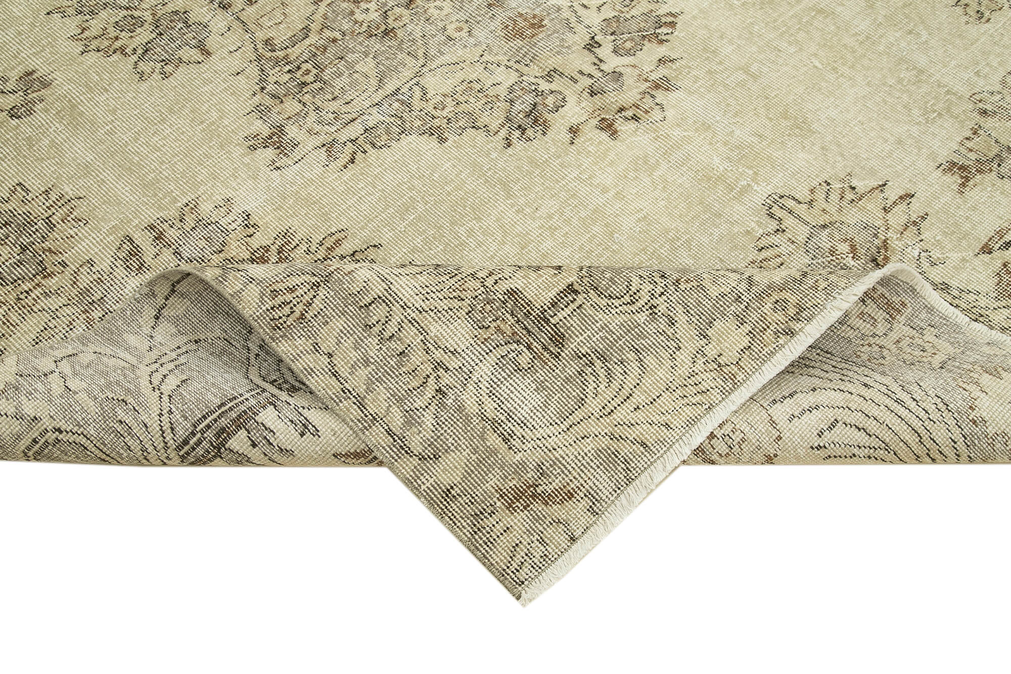 Handwoven antique anatolian beige carpet 192 cm x 274 cm
