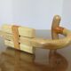 Wooden wall coat door hook with leather straps 60s 70s