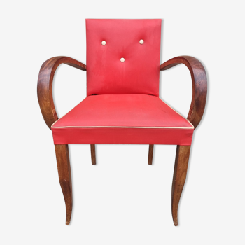 Red vintage bridge armchair, 40s