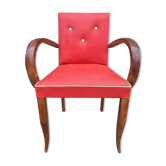 Red vintage bridge armchair, 40s