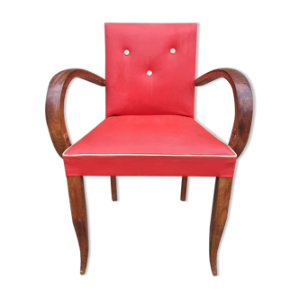 Red vintage bridge armchair, 40s