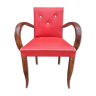 Red vintage bridge armchair, 40s