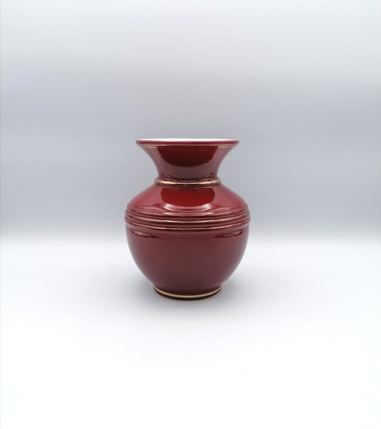 Red ceramic vase