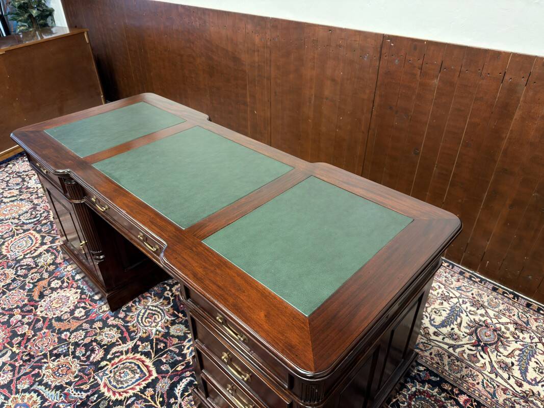 Classic English Desk with Green Inlay