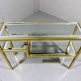 Italian glass & brass side table 1970