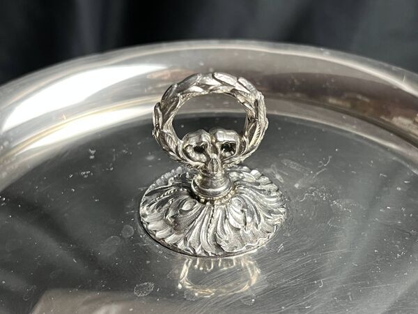 Arts de la table, seau à glace Thermid métal argenté bol verre anses lion X