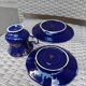 Superb Coffee/Tea Trio in Cobalt Blue & Gold Porcelain - Chodzież Poland