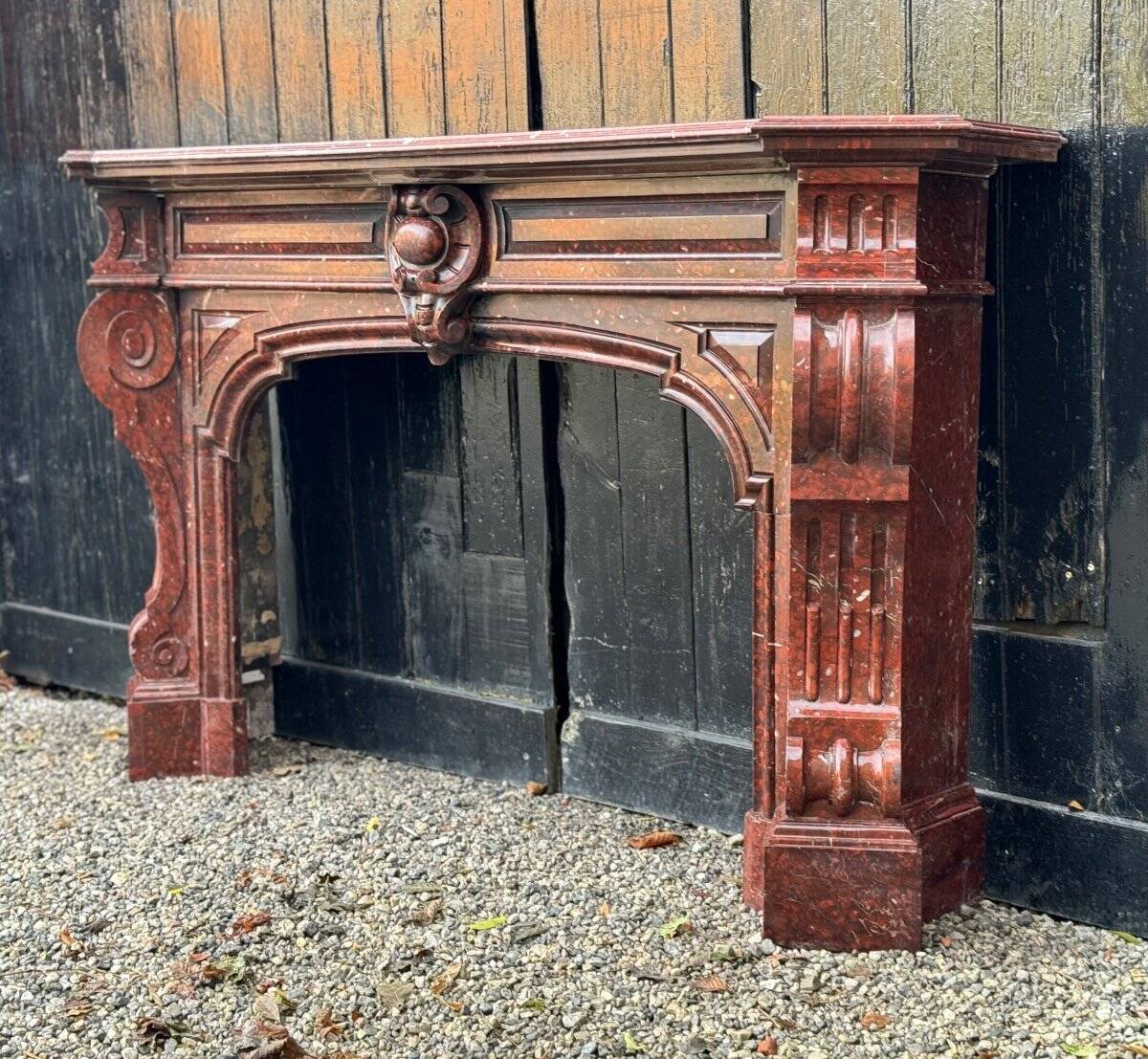 Napoleon III Fireplace in Red Griotte Marble Circa 1880