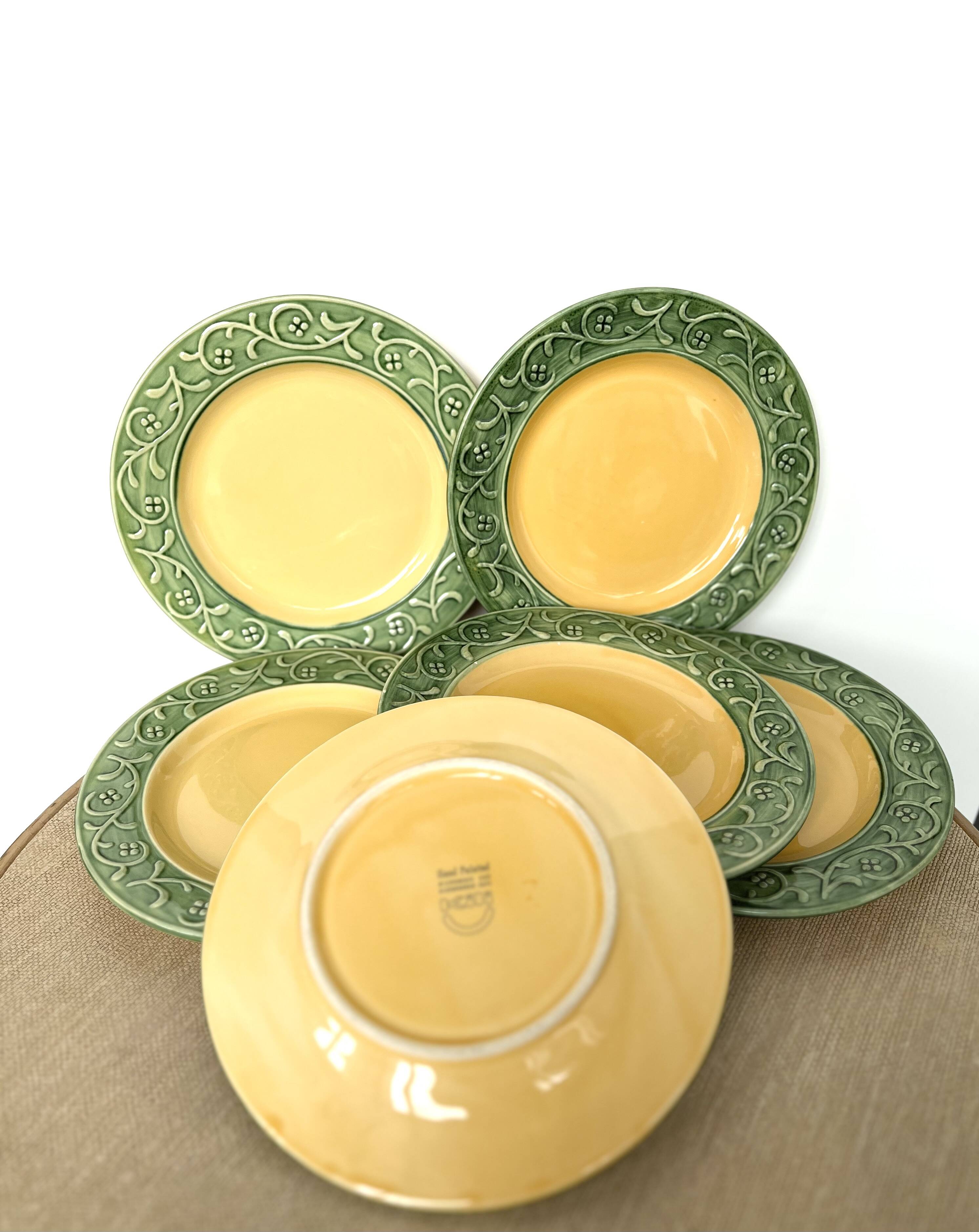 Barbotine frieze dessert plates