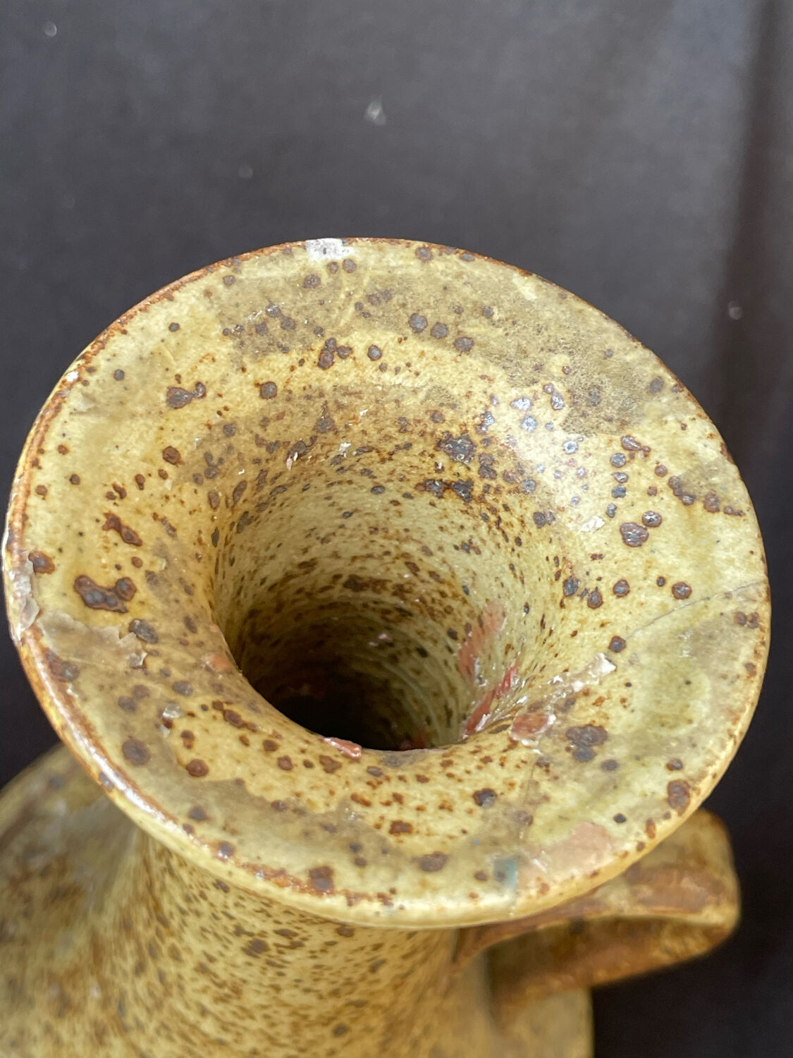 Pair of speckled stoneware candlesticks from the 70s
