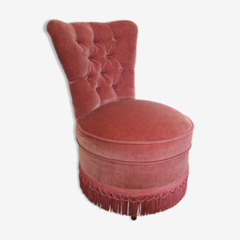 Armchair velvet pink powdered heater style Napoleon III vintage