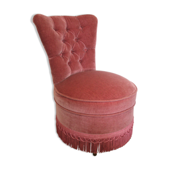 Armchair velvet pink powdered heater style Napoleon III vintage
