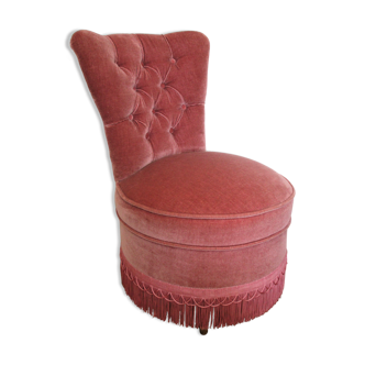 Fauteuil velours rose poudré chauffeuse style napoléon iii vintage