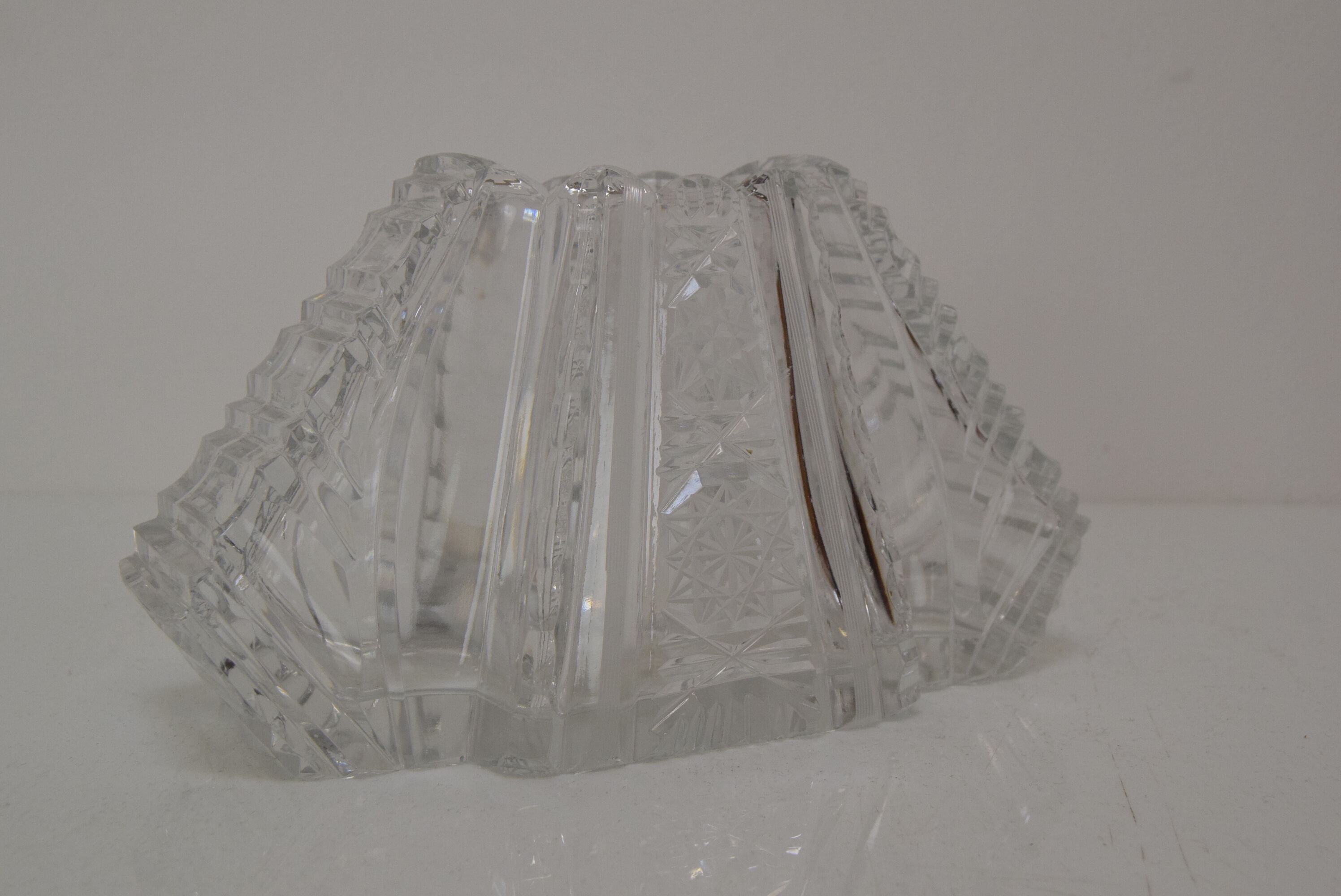 Vintage Cut Crystal Glass Vase, Glasswork Novy Bor, 1950's.
