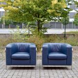 Zanotta Onda set Sofa & 2 Chairs blue leather