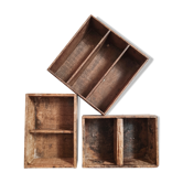 Old trio wooden workshop lockers