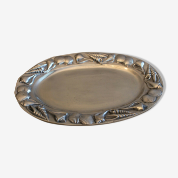 Oval tray in chrome metal shell decoration