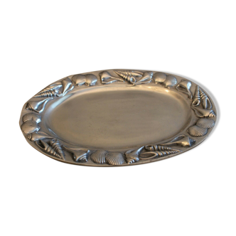 Oval tray in chrome metal shell decoration