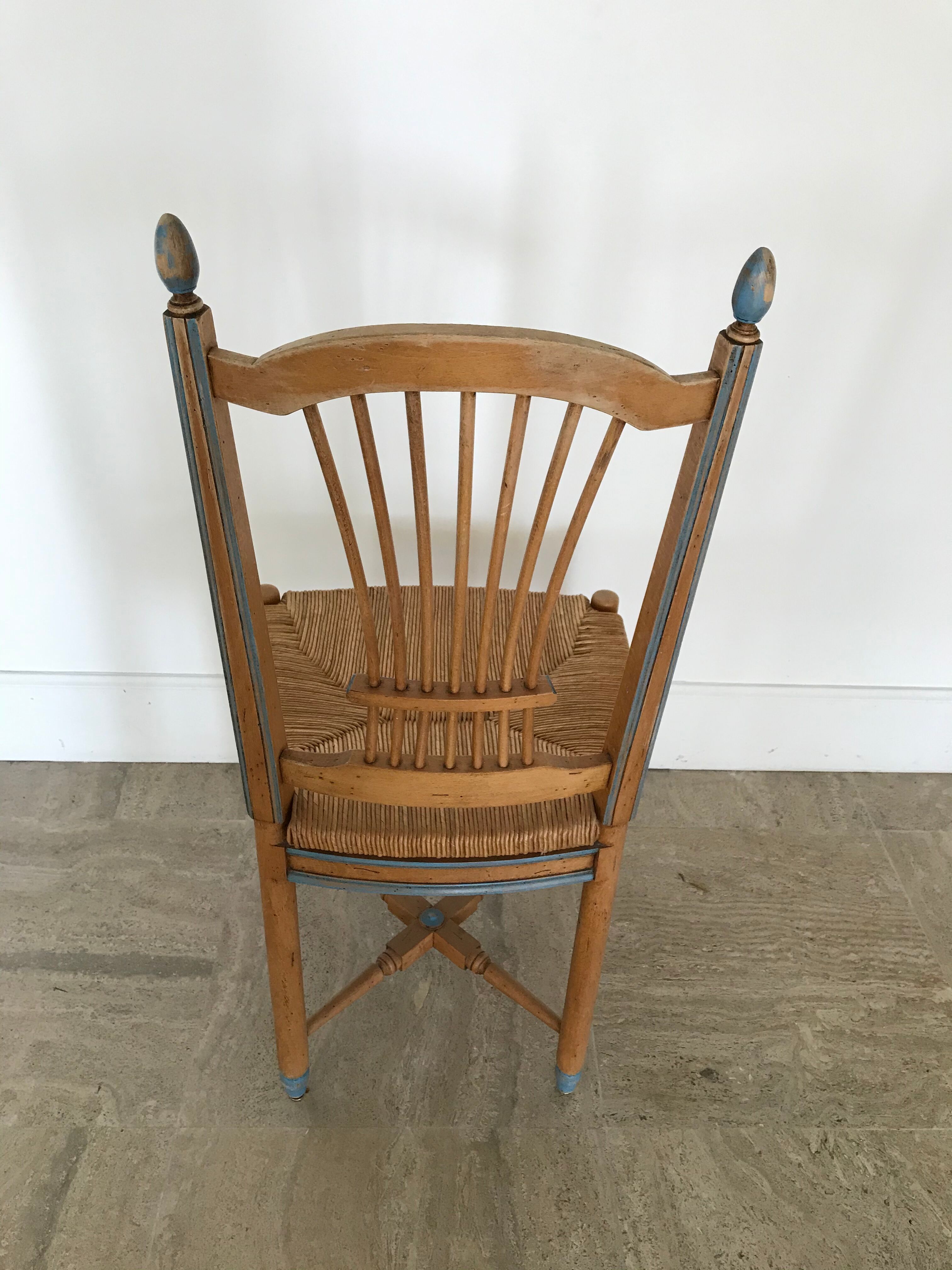 Series of nine painted wooden Provencal chairs