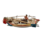 Wooden fishermen's boat with two papier-maché characters, 50s-60s