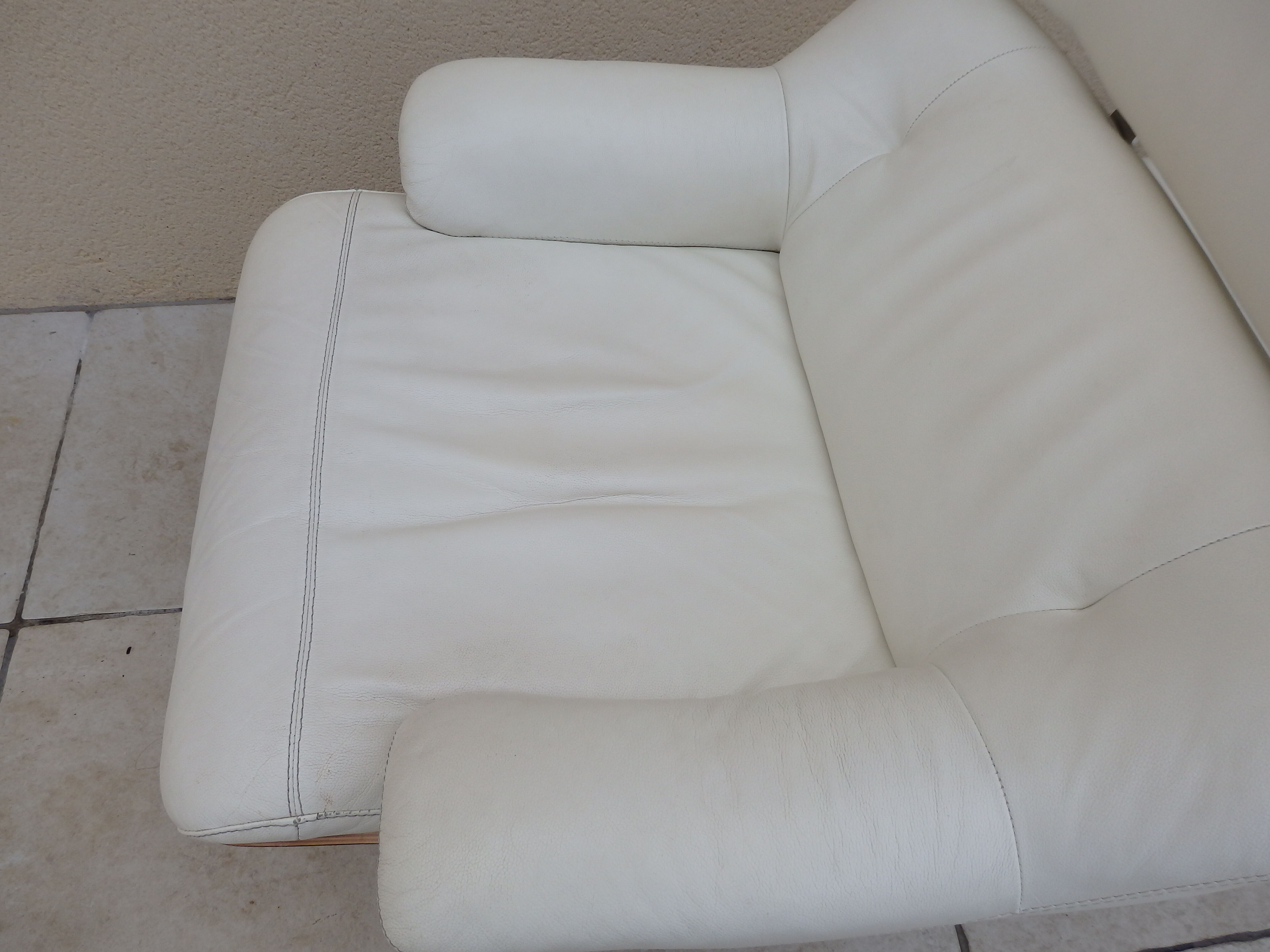 Armchair relax lounge and ottoman leather white rosewood